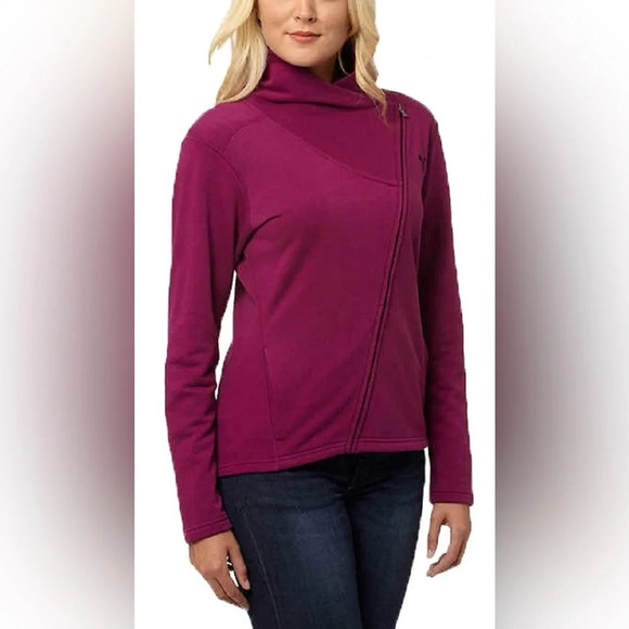 NWOT Puma Women’s Asymmetrical Diagonal Zip Track Jacket in Magenta Size S - Picture 1 of 9